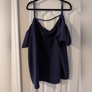 Torrid Navy Cold Shoulder Blouse